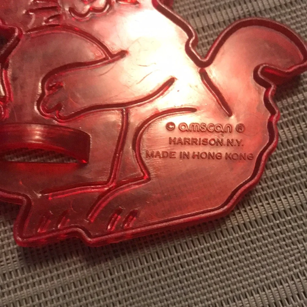 Lot of 5 Red Plastic Vintage Stamp Cookie Cutters Valentine Birthday Turkey